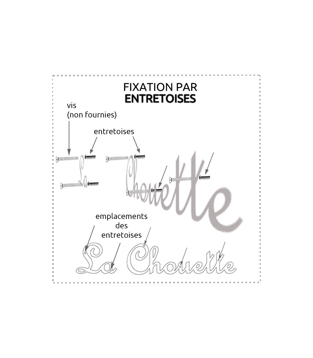 Entretoises vendues en supplément : au choix 1 cm ou 2 cm de décalage