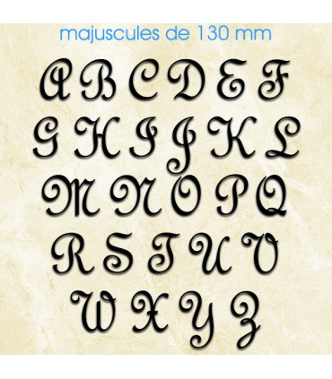 Toutes les lettres majuscules en police de caractères « French Script » dimension 130 mm