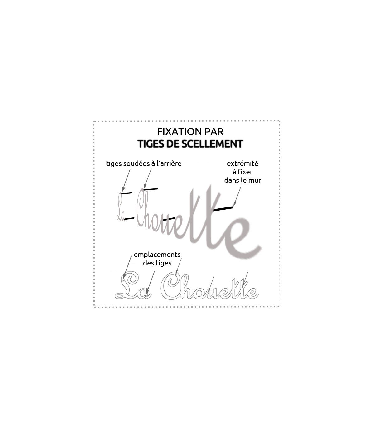 Tiges de scellement de 10 cm de longueur vendues en supplément