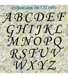 Toutes les lettres majuscules en police de caractères « Corsiva » 170mm