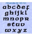 Toutes les lettres minuscules en police de caractères « Celtic » 140mm