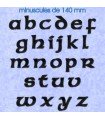 Toutes les lettres minuscules en police de caractères « Celtic » 140mm