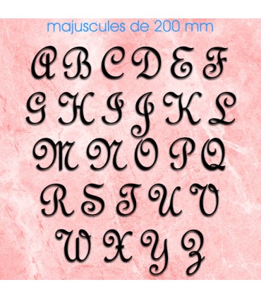 Toutes les lettres majuscules en police de caractères « French Script » dimension 200 mm