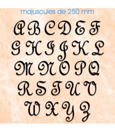 Toutes les lettres majuscules en police de caractères « French Script » dimension 250 mm