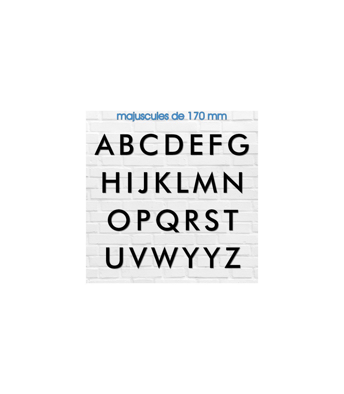 Toutes les lettres majuscules en police de caractères « Futura » 170mm