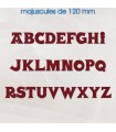 Toutes les lettres majuscules en police de caractères « Vasca Basque » 120mm avec Thermolaquage Rouge Basque