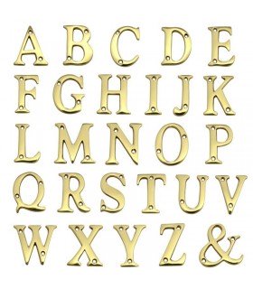 Lettres de maison / lettres de rue • Majuscules au détail • Laiton poli verni • 50mm hauteur