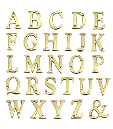 Lettres de maison / lettres de rue • Majuscules au détail • Laiton poli verni • 50mm hauteur