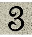 Chiffre au détail • Fer forgé • 230 mm • caractères en French Script • découpe laser • chiffre 3