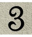 Chiffre au détail • Fer forgé • 230 mm • caractères en French Script • découpe laser • chiffre 3