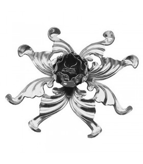 Rose en fer forgé avec ses feuilles • 3 dimensions disponibles : 200 mm • 240 mm • 330 mm